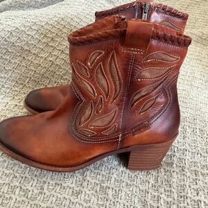 PIKOLINOS Brown Leather Ankle Boots western cowboy size 9 / 39